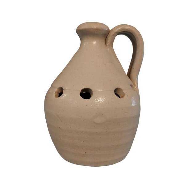 Salt Glaze Flower Frog Williamsburg Pottery Blue and Gray Jug Small Vintage - Picture 2 of 8